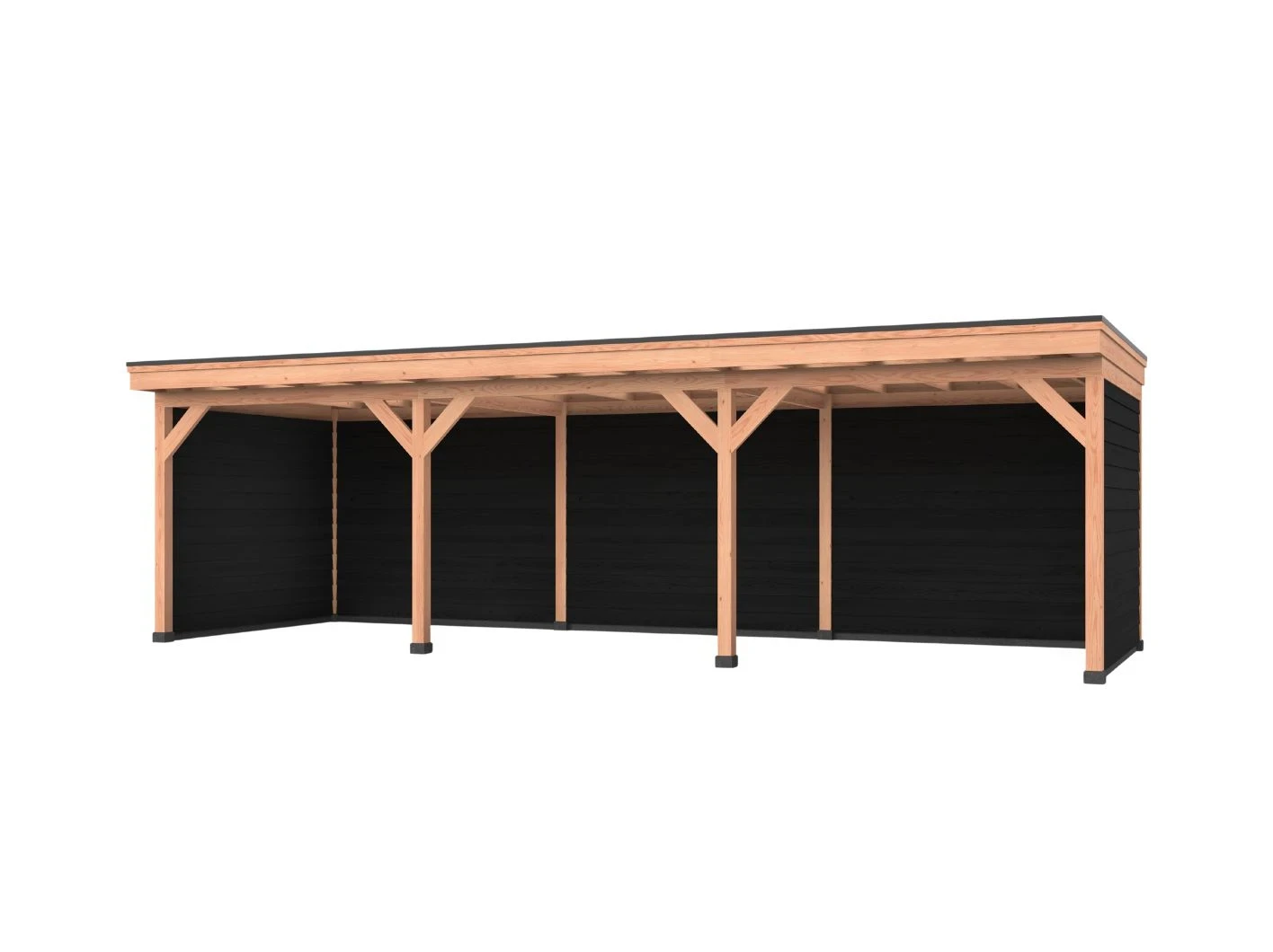 Douglas overkapping, 900 x 300, Met achterwand en twee zijwanden, Westwood DIY zwart - Afbeelding 1