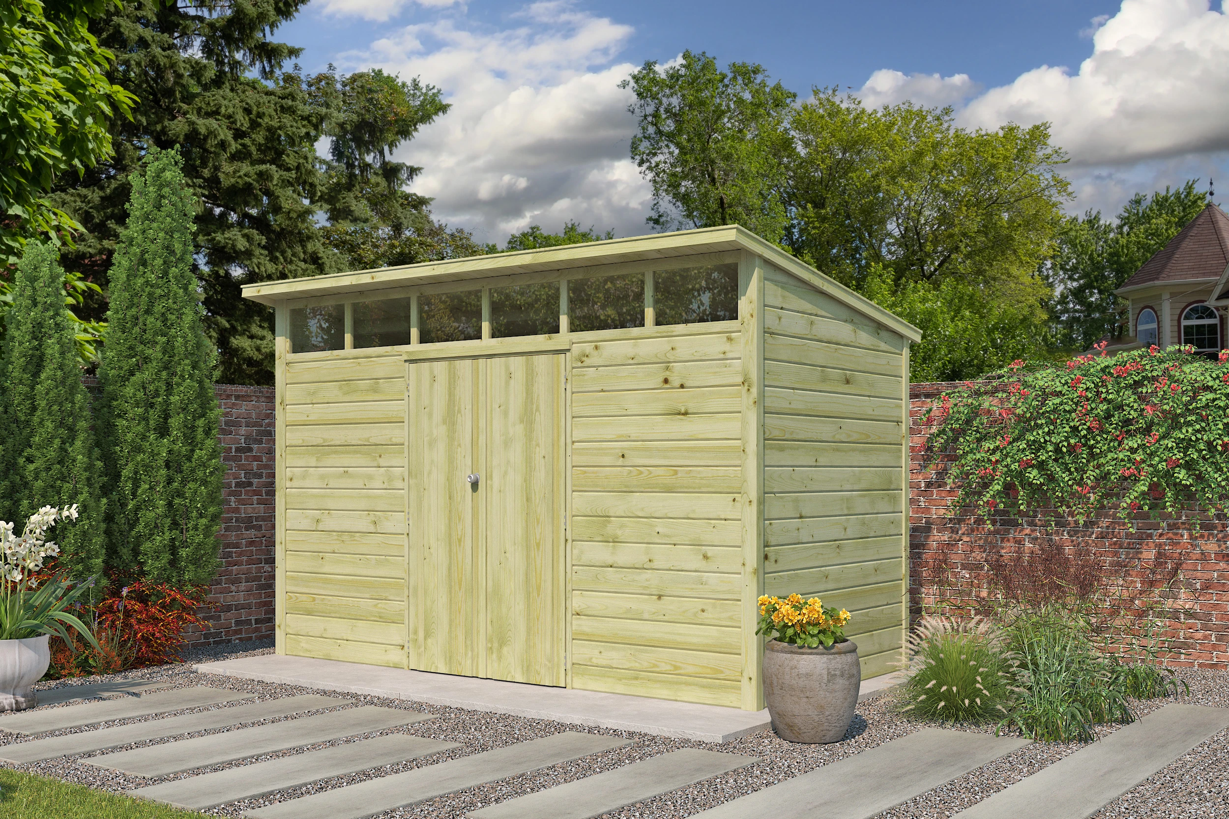 Woodlands Blokhut Q Line Groen Geïmpregneerd 360 x 180 cm - Afbeelding 1