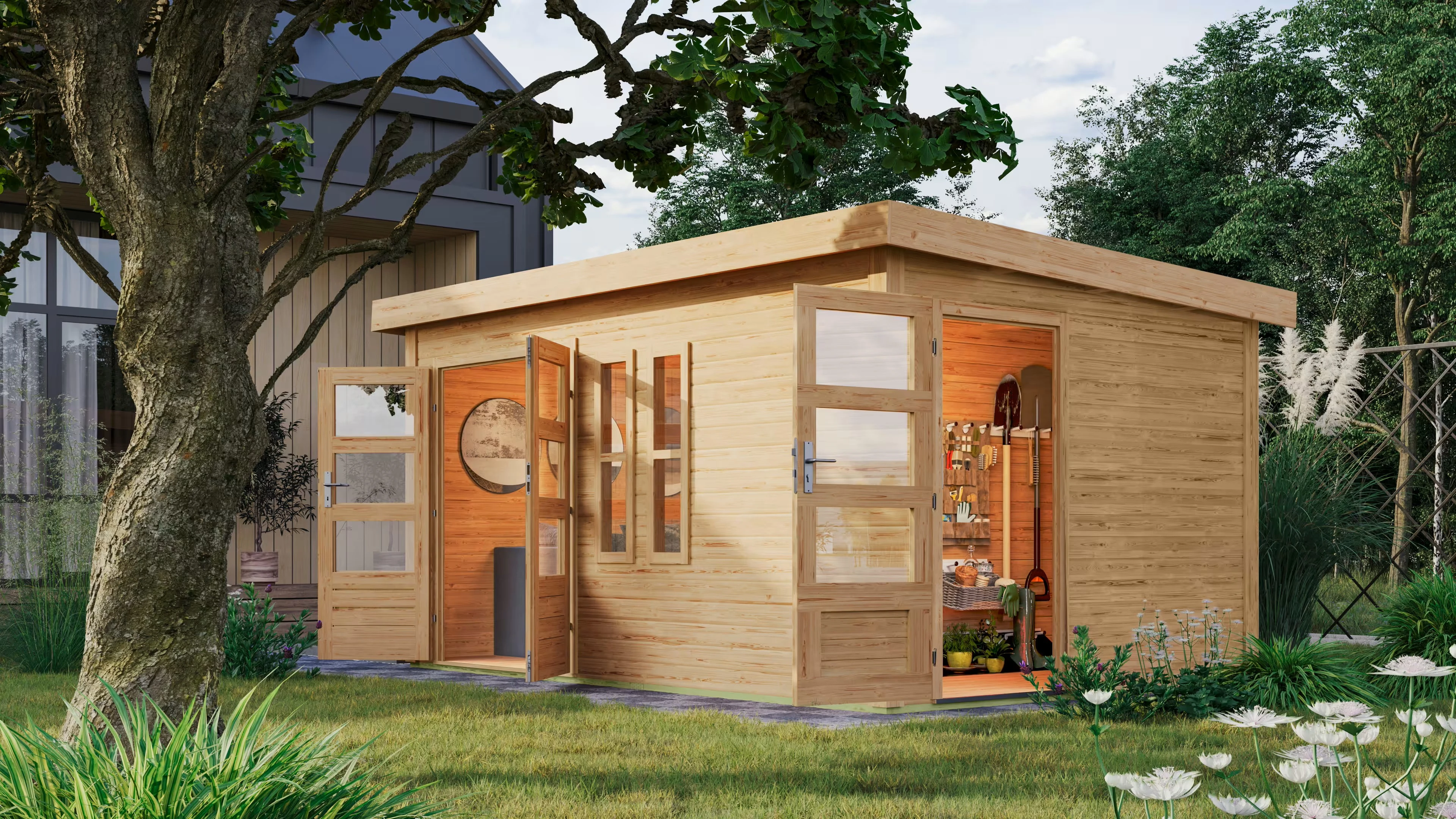 Karibu Tuinhuis Schönbuch 2 458 x 302 cm - Afbeelding 10