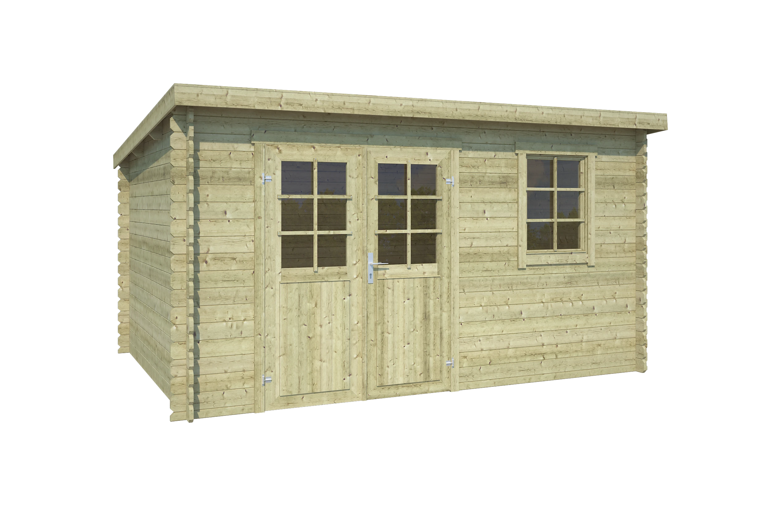 Outdoor Life Blokhut Amira Groen Geïmpregneerd 380 x 275 cm - Afbeelding 1