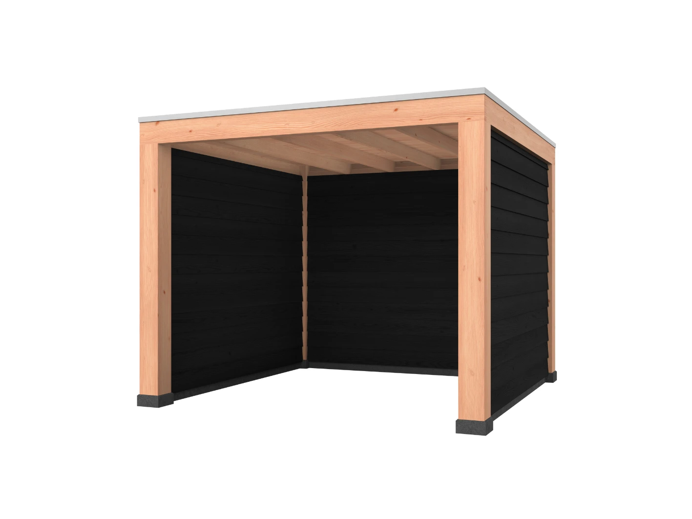 Douglas overkapping, 300 x 300, met zwarte achterwand en twee zijwanden, Westwood Modern - Afbeelding 1