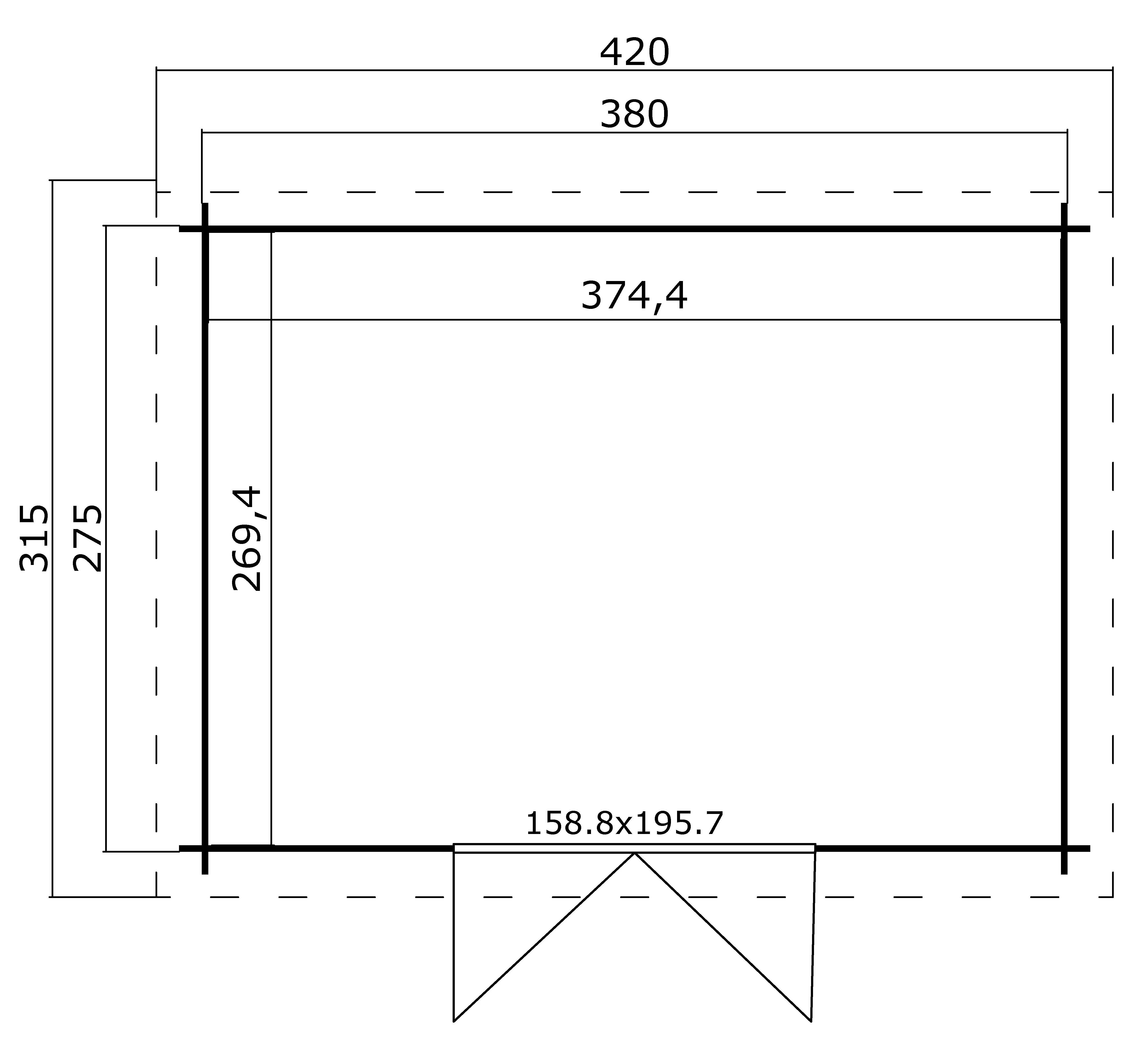 Outdoor Life Blokhut Mikkel Carbon Grey-Wit 380 x 275 cm - Afbeelding 3