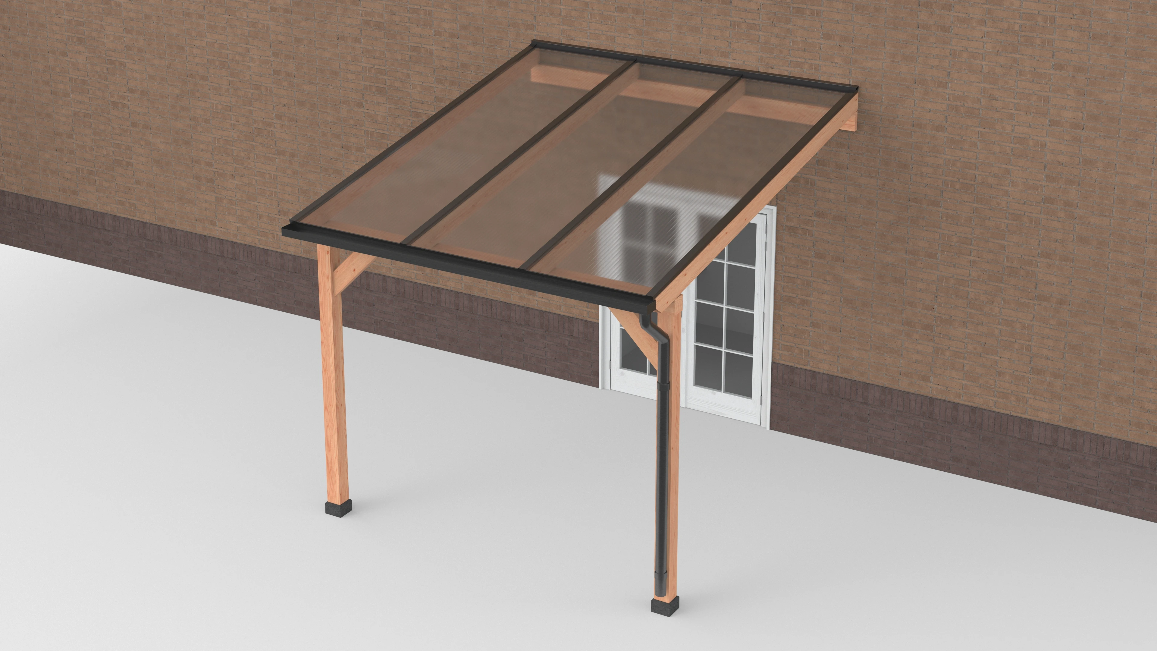 Douglas Terrasoverkapping Zwart Polycarbonaat Helder Geschaafd 300 x 350 cm - Afbeelding 1