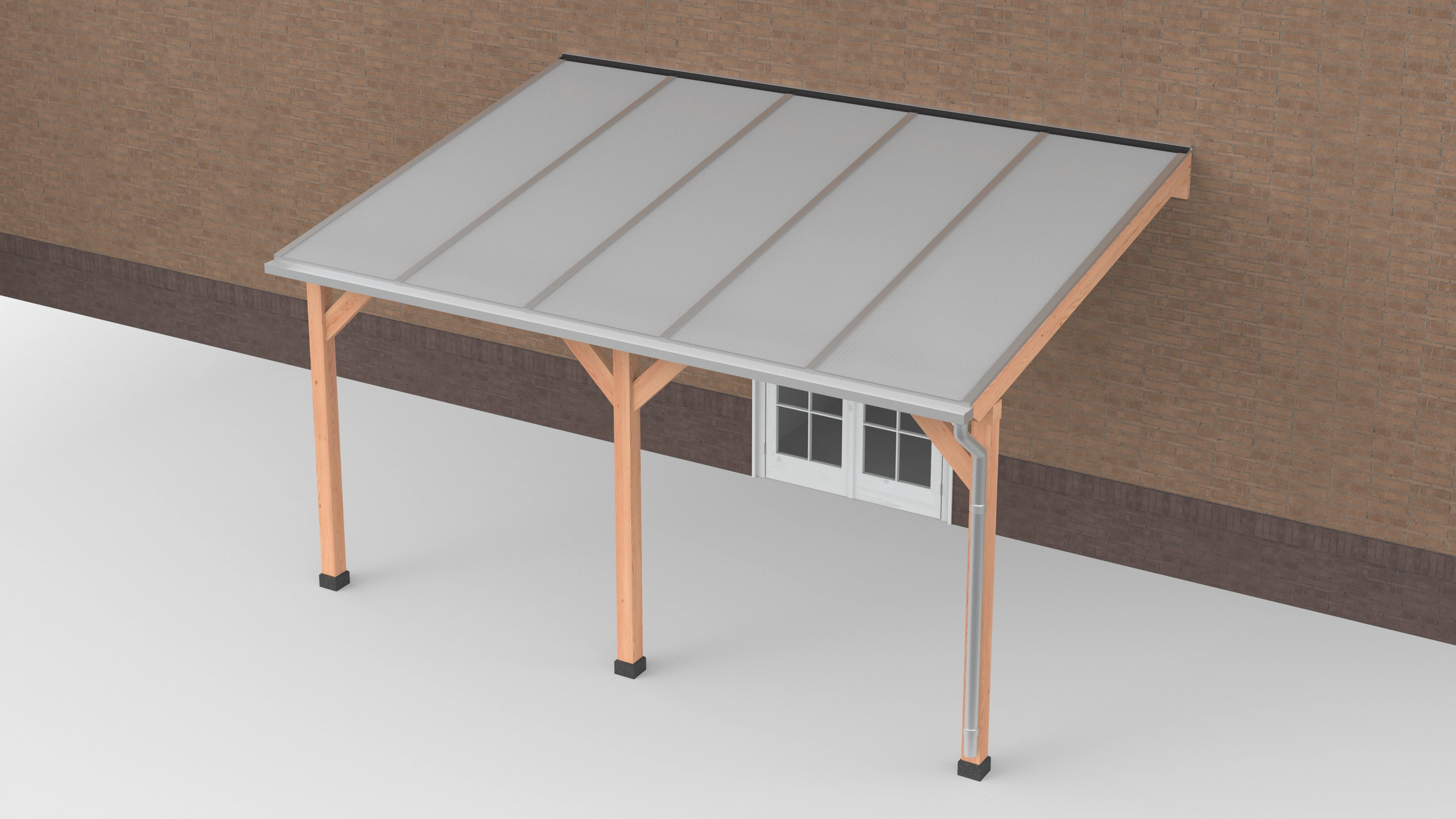 Douglas Terrasoverkapping Polycarbonaat Opaal Geschaafd 500 x 350 cm - Afbeelding 1
