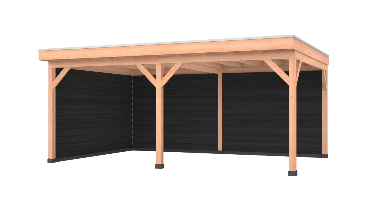 Douglas overkapping, 600 x 400, met zwarte achterwand en zijwand, Westwood Comfort - Afbeelding 1