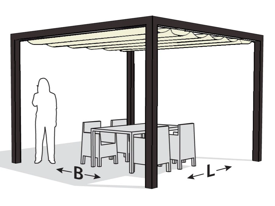 Platinum Optiva Aluminium Pergola Antraciet met Coolfit Schaduwdoek Gebroken Wit 319 x 419 cm - Afbeelding 1