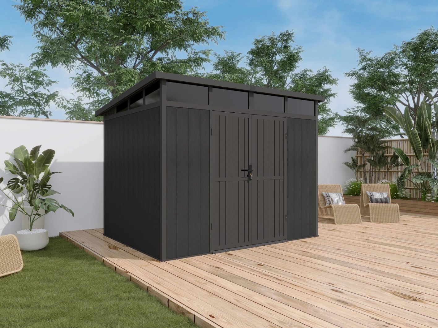 Blokhut Composiet Modern Donkergrijs 280 x 215 cm - Afbeelding 2