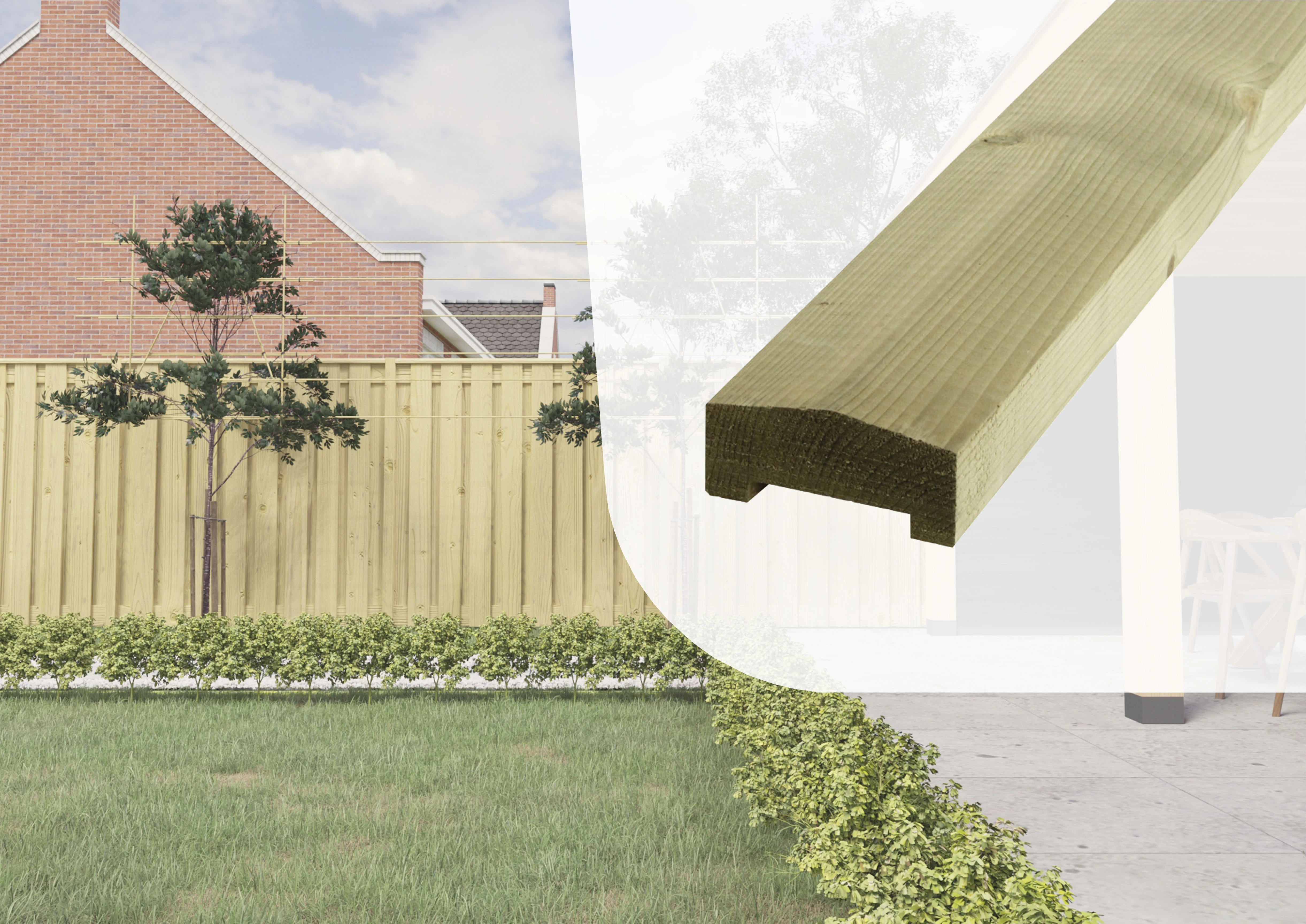 Grenen Afdekkap Piramide 3.5 x 8.5 cm (35 x 85 mm) Groen Geïmpregneerd - Lengte 235 cm - Afbeelding 6