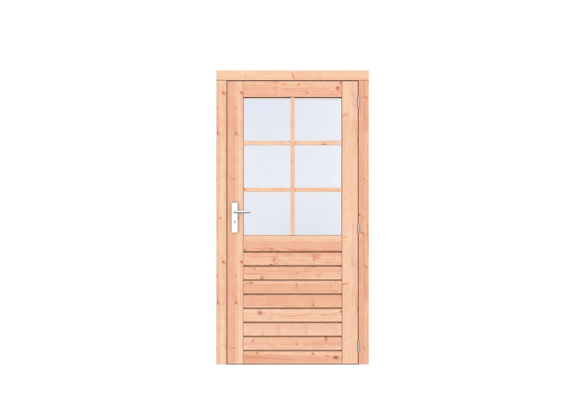 Douglas enkele deur 6 ruits Prestige dubbelglas - 108 x 209 cm - Onbehandeld - Rechtsdraaiend - Afbeelding 1