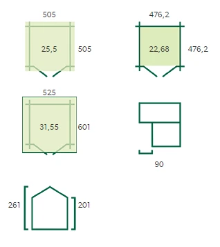 Woodlands Blokhut Koski 505 x 505 cm - Afbeelding 2