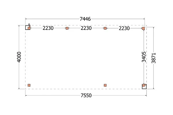 Trendhout Douglas Overkapping Verona Rechts 755 x 400 cm - Afbeelding 2