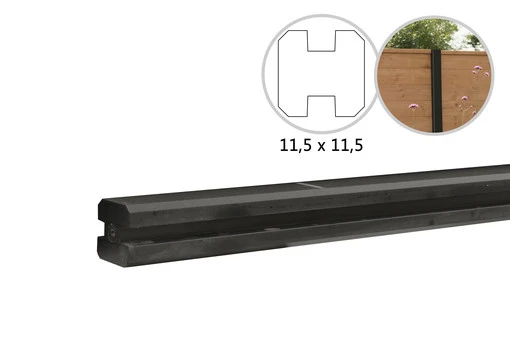 Beton Tussenpaal Sleuf Platte Kop 11.5 x 11.5 cm (115 x 115 mm) Antraciet Gecoat - Lengte 277 cm - Afbeelding 2