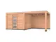 Douglas overkapping, 600 x 300, met schuur en achterwand, Westwood Modern Plus