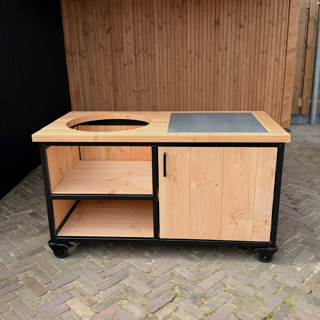 Buitenkeuken Douglas en staal met opbergkast en Keramische tegel - Lengte 150 cm - Afbeelding 2