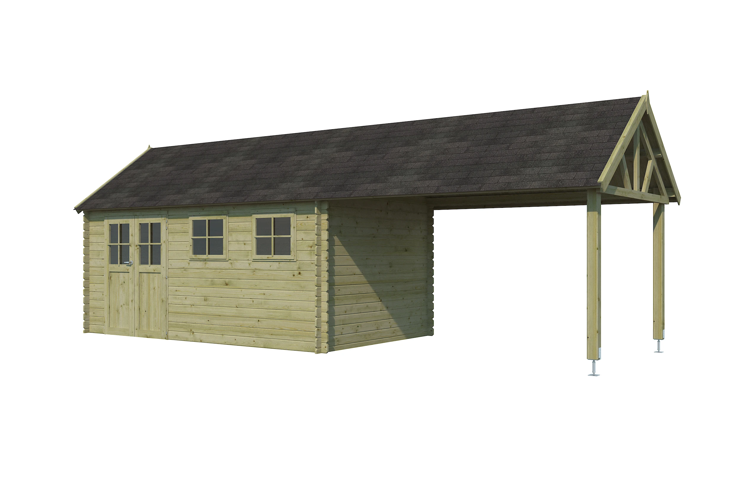 Woodlands Blokhut Gloucester XL Groen Geïmpregneerd 880 x 295 cm - Afbeelding 8