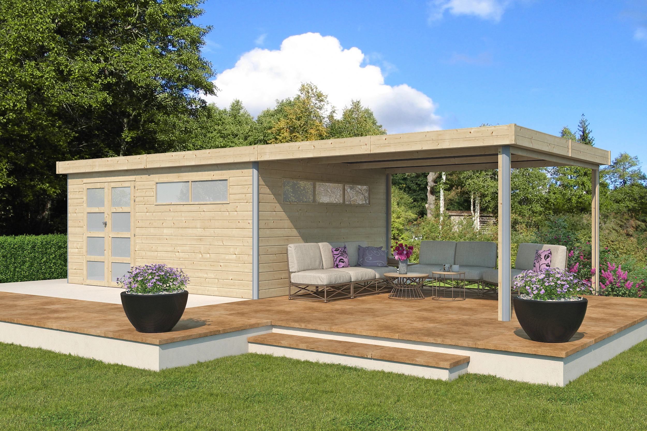 Woodlands Blokhut Kasuko 885 x 385 cm - Afbeelding 1