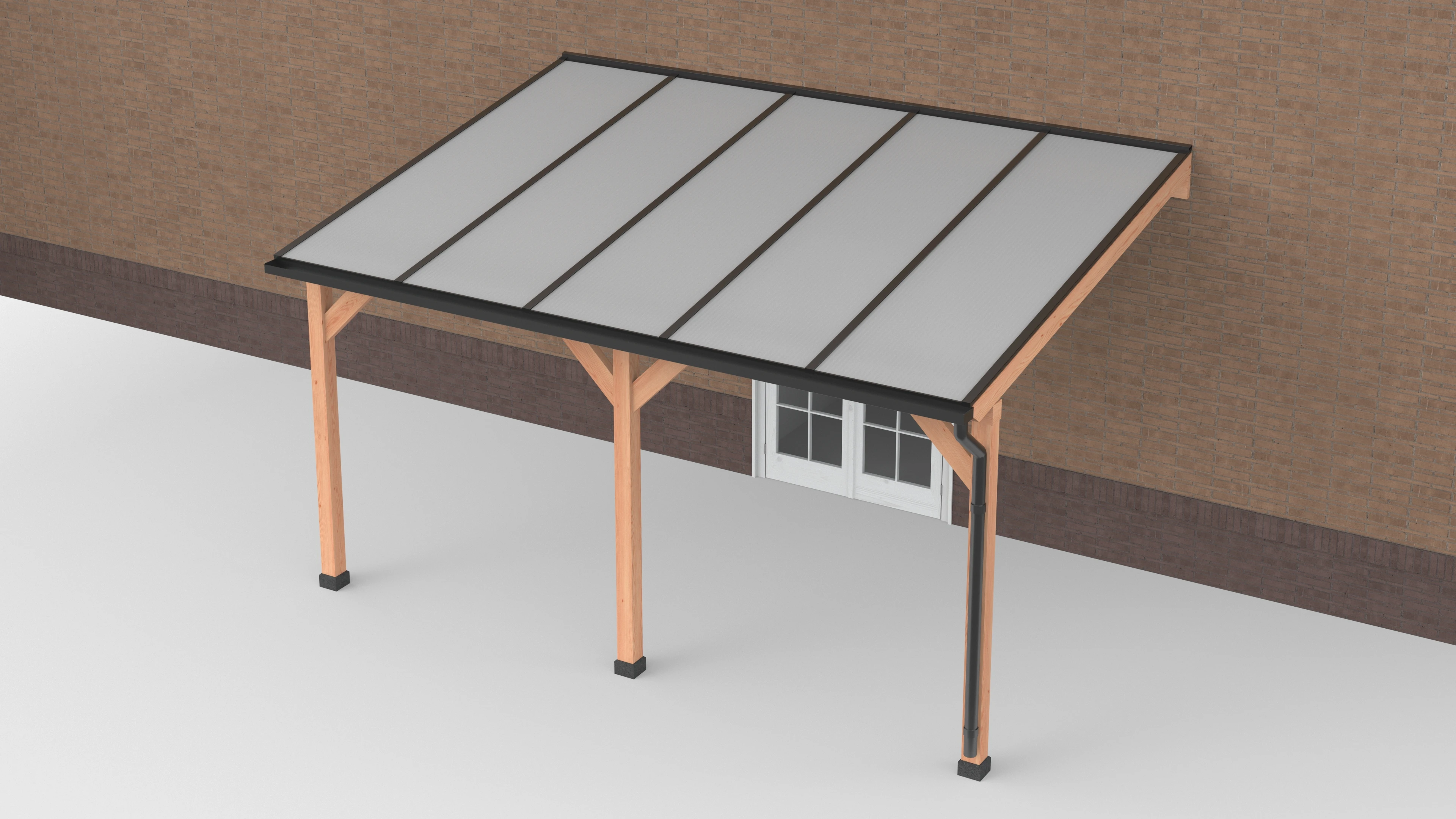 Douglas Terrasoverkapping Zwart Polycarbonaat Opaal Geschaafd - Afmeting 500 x 350 cm - Afbeelding 1