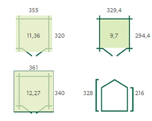Woodlands Blokhut Coventry L Groen Geïmpregneerd 355 x 320 cm - Afbeelding 4