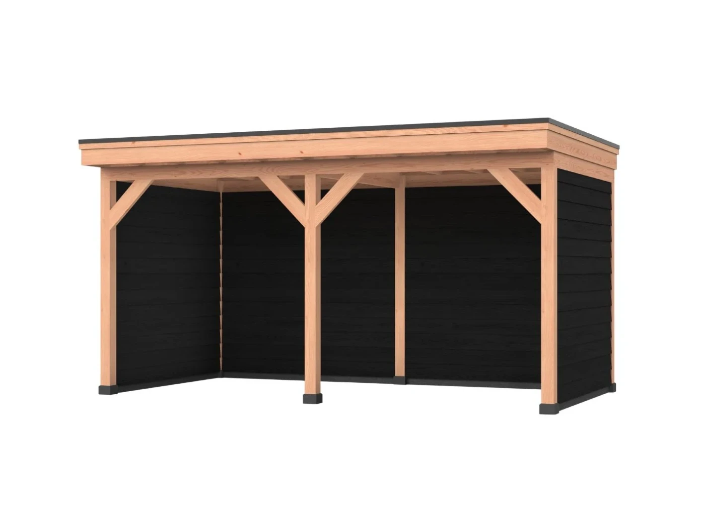 Douglas overkapping, 600 x 300, Met achterwand en twee zijwanden, Westwood DIY zwart - Afbeelding 1