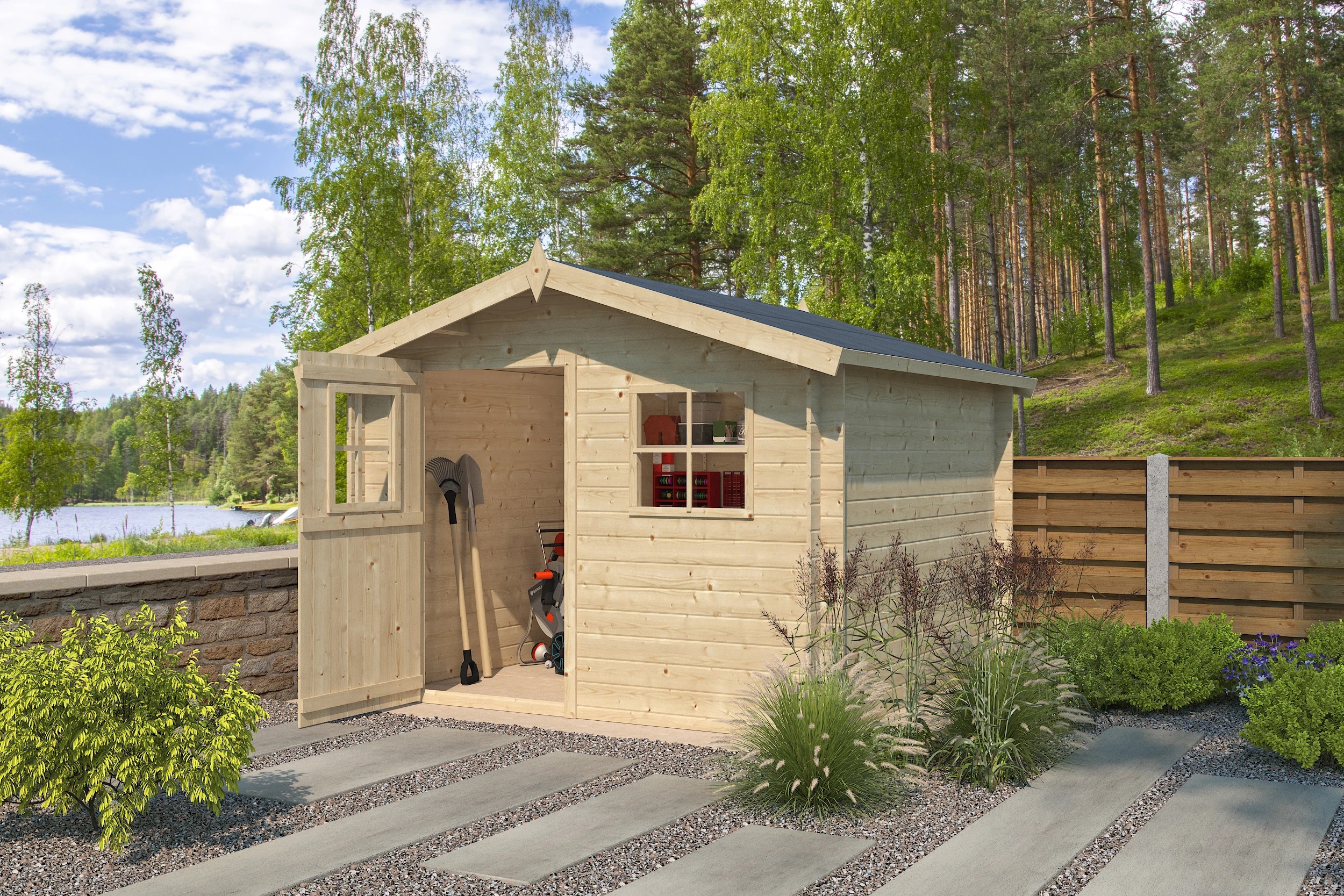 Woodlands Blokhut Luzern 265 x 265 cm - Afbeelding 6