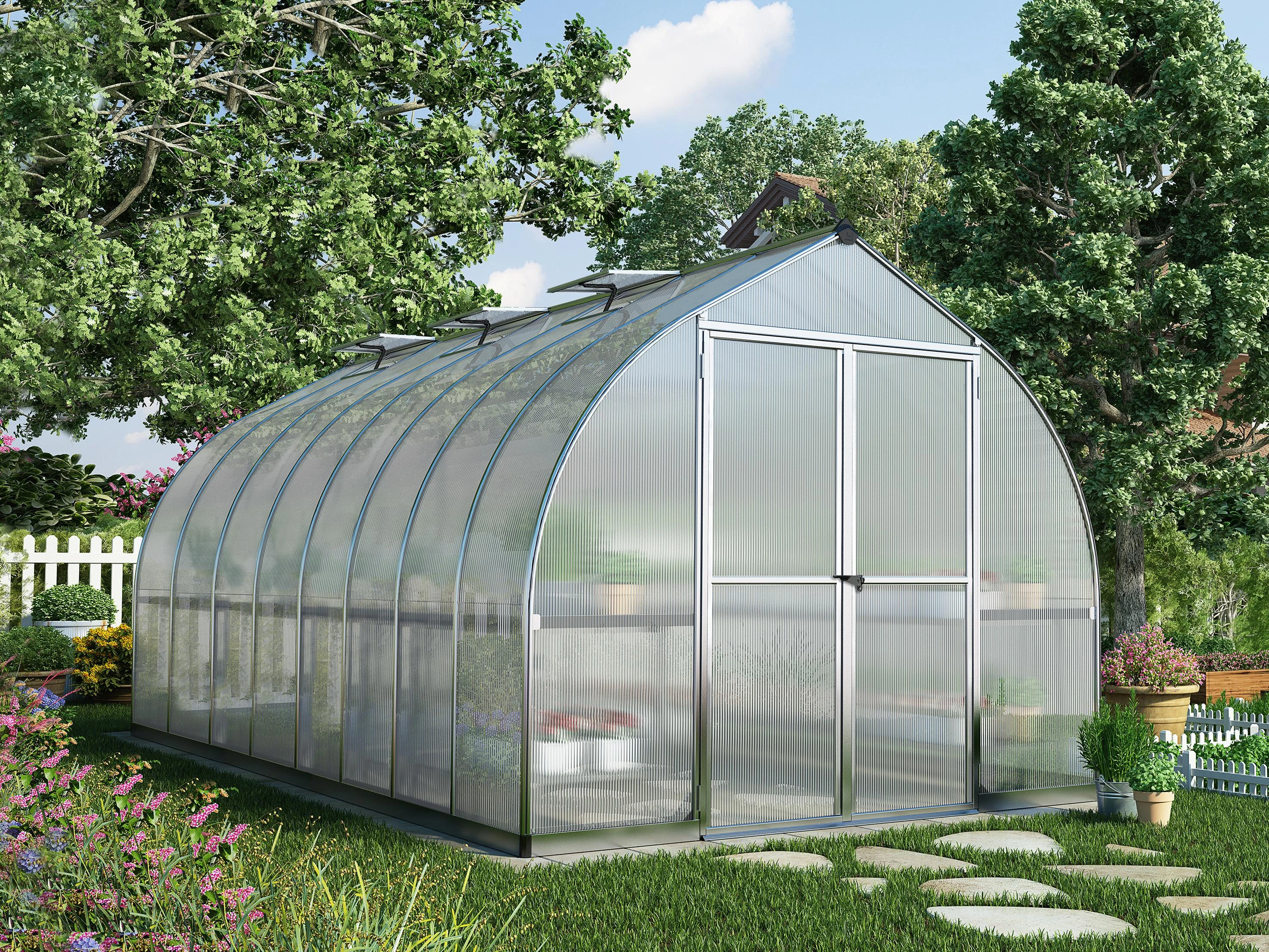 Palram Canopia Tuinkas Bella 244 x 490 cm Zilver - Afbeelding 4