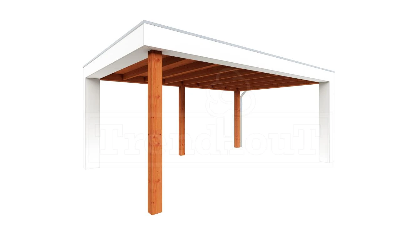 Trendhout Verona Overkapping 520 x 400 cm Lariks/Douglas Blank - Plat Dak Rechts - Afbeelding 1
