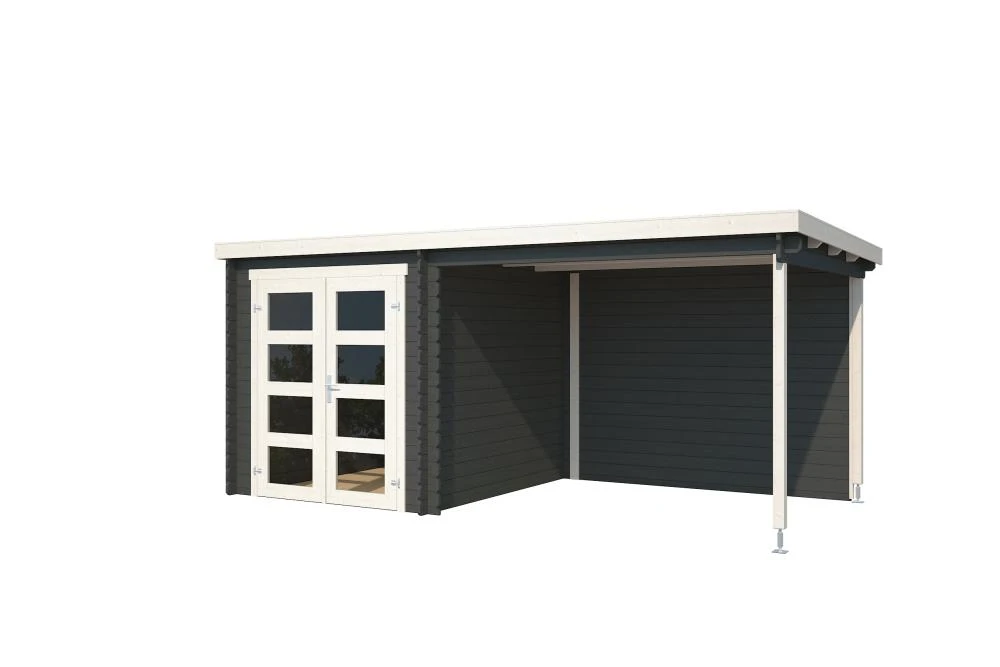 Outdoor Life Blokhut Helena Carbon Grey-Wit 472 x 230 cm - Afbeelding 1