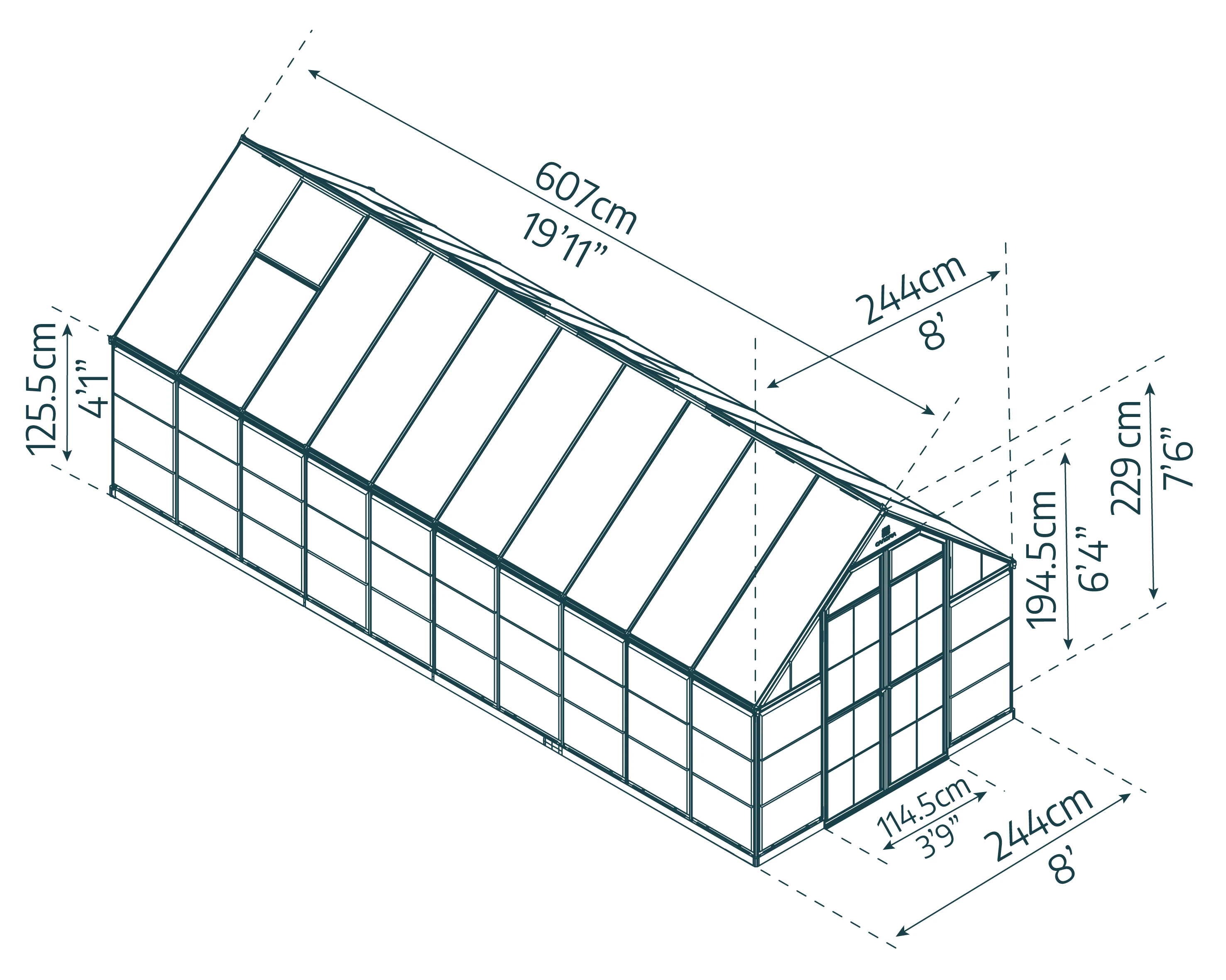 Palram Canopia Tuinkas Balance 244 x 607 cm Antraciet - Afbeelding 2