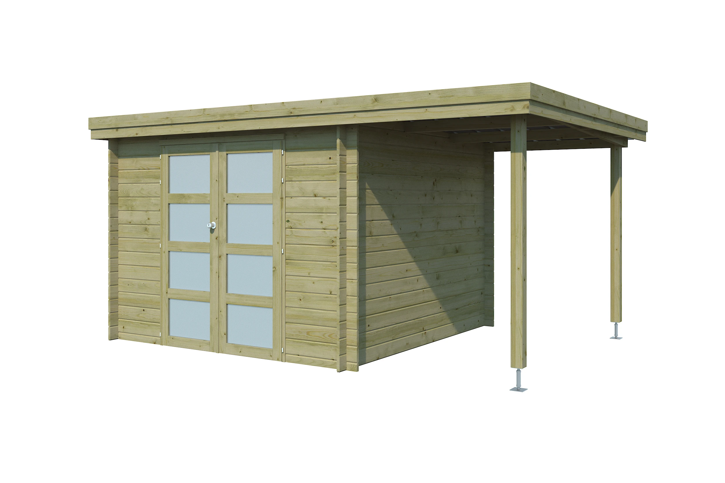 Woodlands Blokhut Oregon met Overkapping Geïmpregneerd 445 x 295 cm - Afbeelding 3