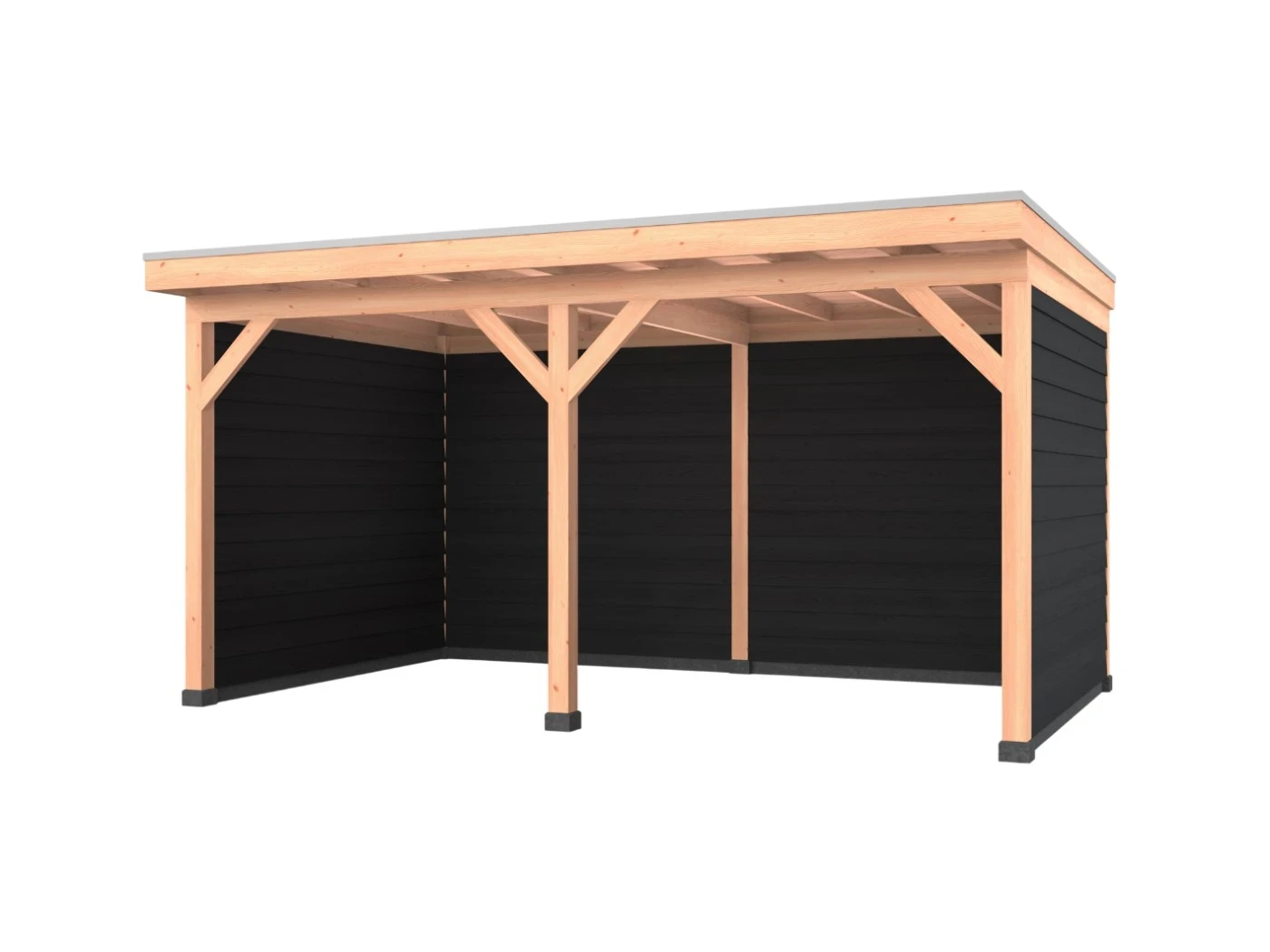Douglas overkapping, 500 x 300, met achterwand en twee zijwanden, Westwood Comfort Zwart - Afbeelding 1