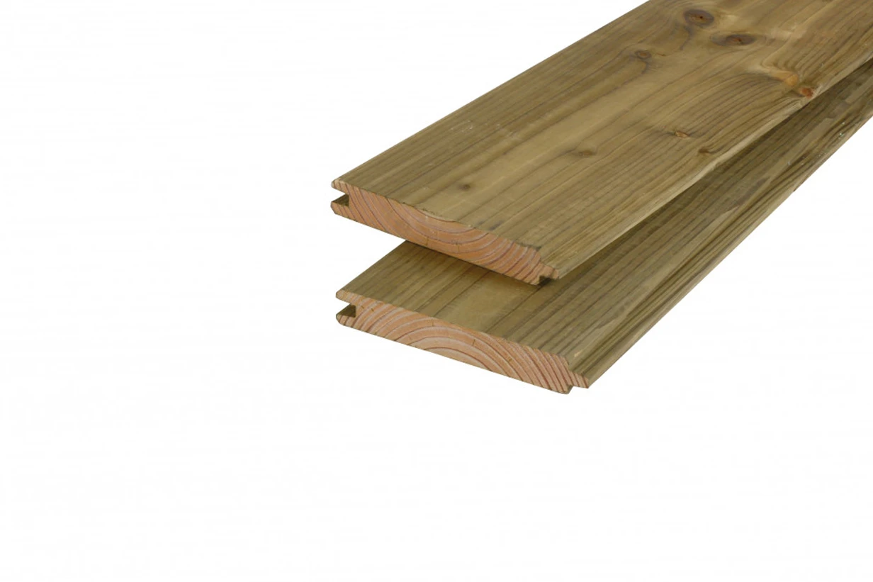 Douglas Blokhutprofielplank 2.8 x 19.5 cm (28 x 195 mm) Geschaafd Geïmpregneerd - Lengte 400 cm - Afbeelding 1