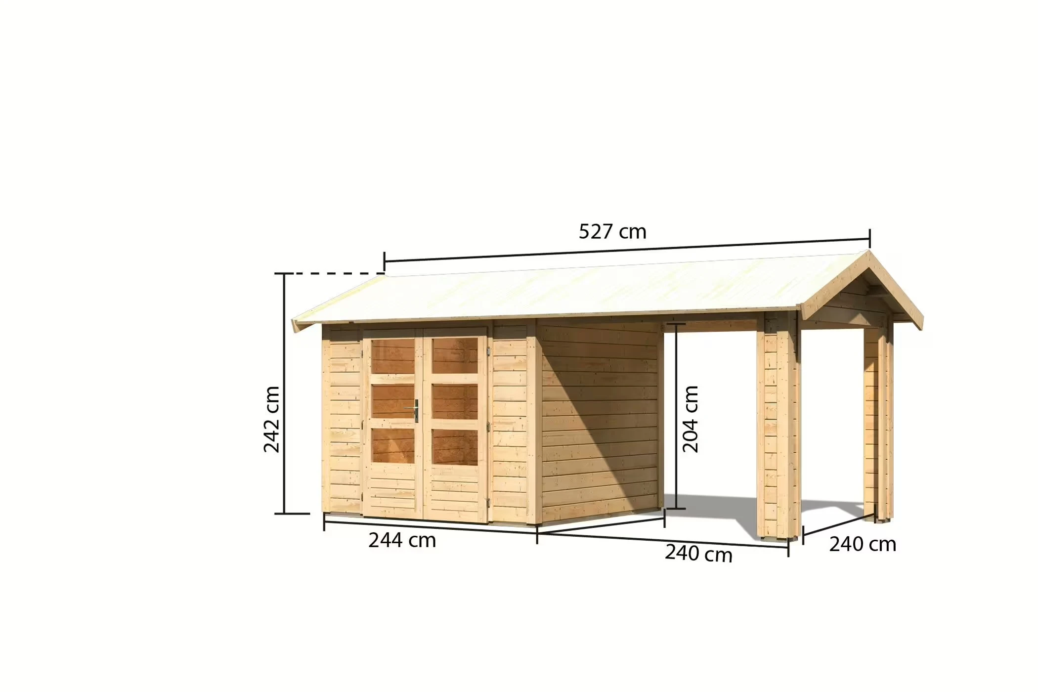 Karibu Tuinhuis Theres 3 met Overkapping 484 x 240 cm - Afbeelding 3