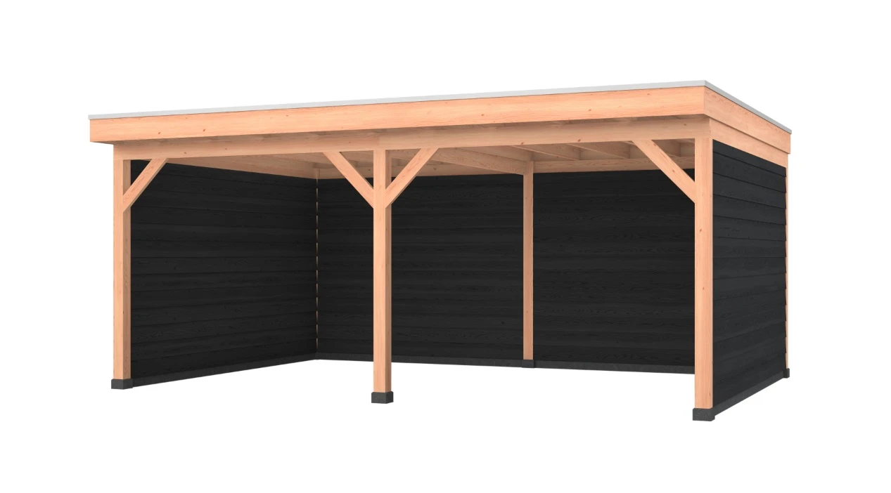 Douglas overkapping, 600 x 400, met zwarte achterwand en twee zijwanden, Westwood Comfort - Afbeelding 1