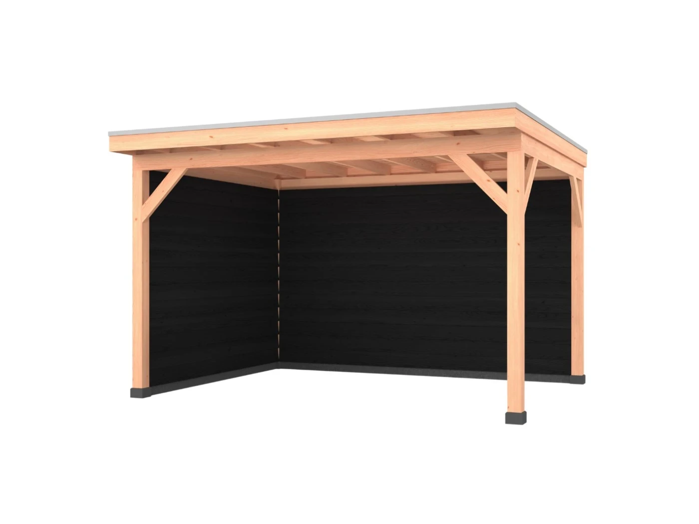 Douglas overkapping, 400 x 300, met achterwand en zijwand, Westwood Comfort Zwart - Afbeelding 1