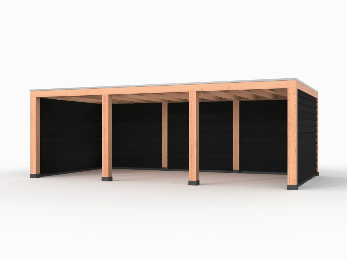 Douglas overkapping, 750 x 300, met zwarte achterwand en twee zijwanden, Westwood Modern - Afbeelding 1