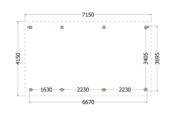 Trendhout Douglas Overkapping Siena 715 x 415 cm - Afbeelding 2