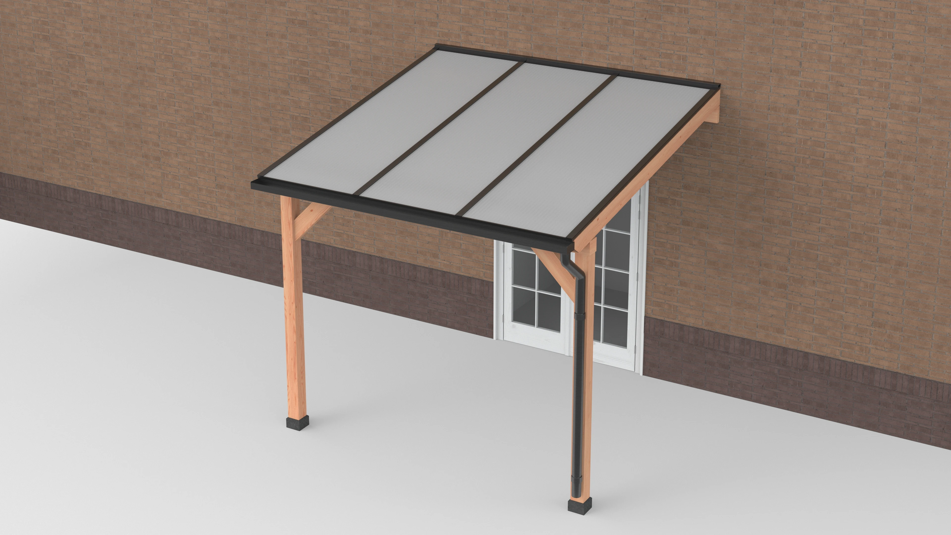 Douglas Terrasoverkapping 300 x 300 cm Zwart Polycarbonaat Opaal Geschaafd - Afbeelding 1