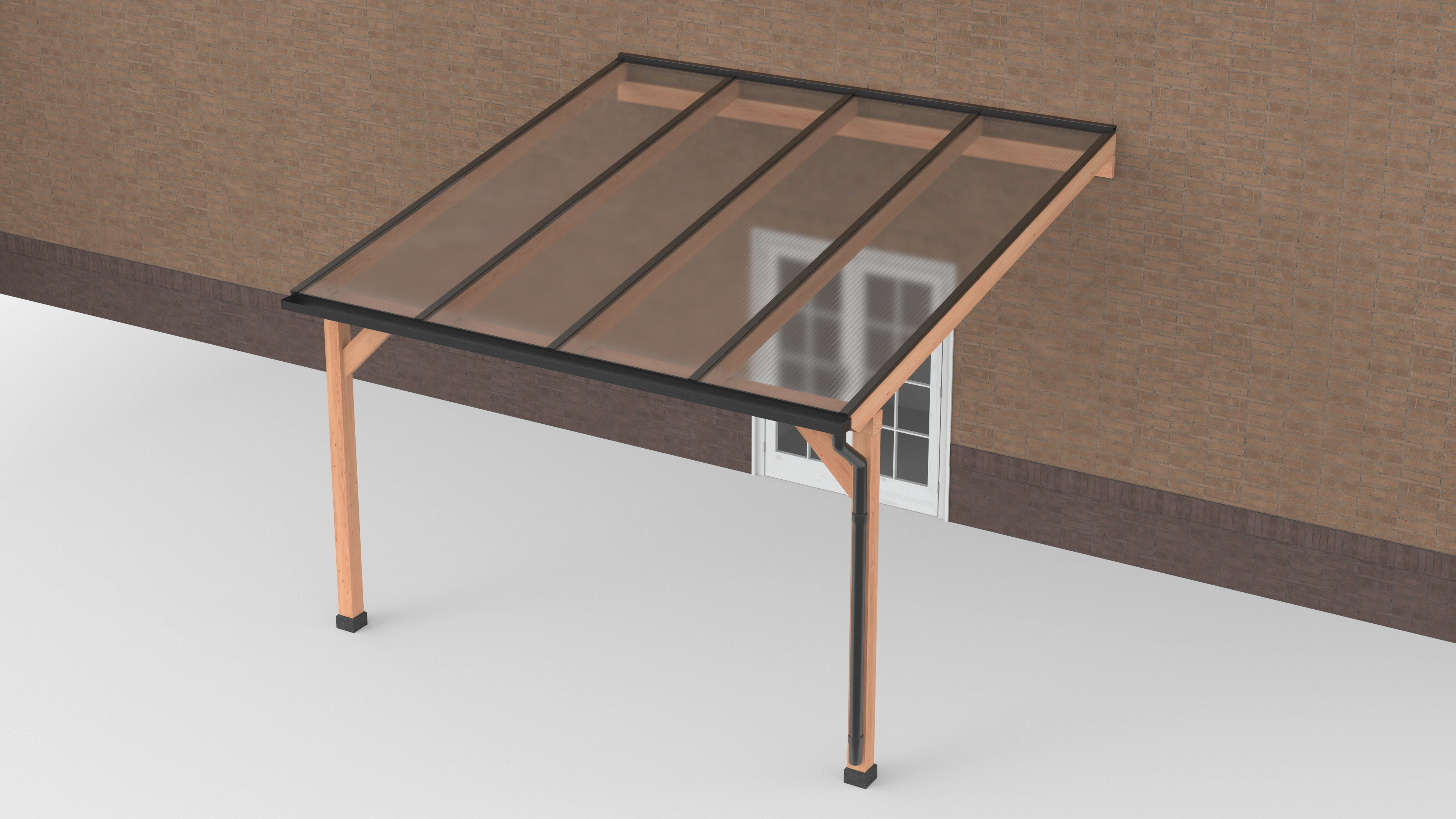 Douglas Terrasoverkapping Zwart Polycarbonaat Helder Geschaafd 400 x 400 cm - Afbeelding 1