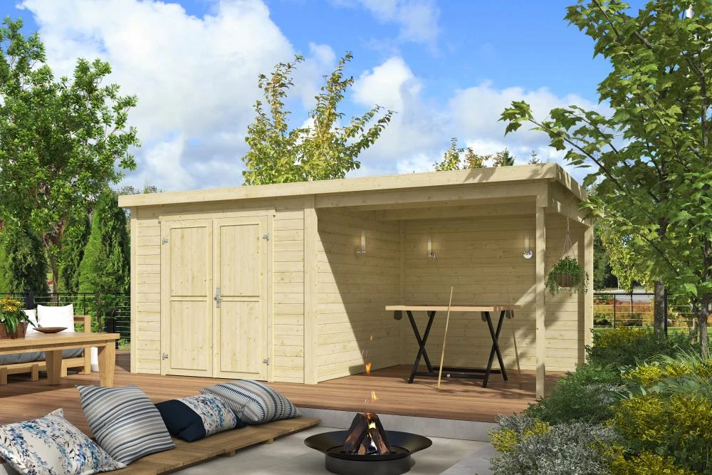 Outdoor Life Blokhut Lars met Overkapping 500 x 250 cm - Afbeelding 1