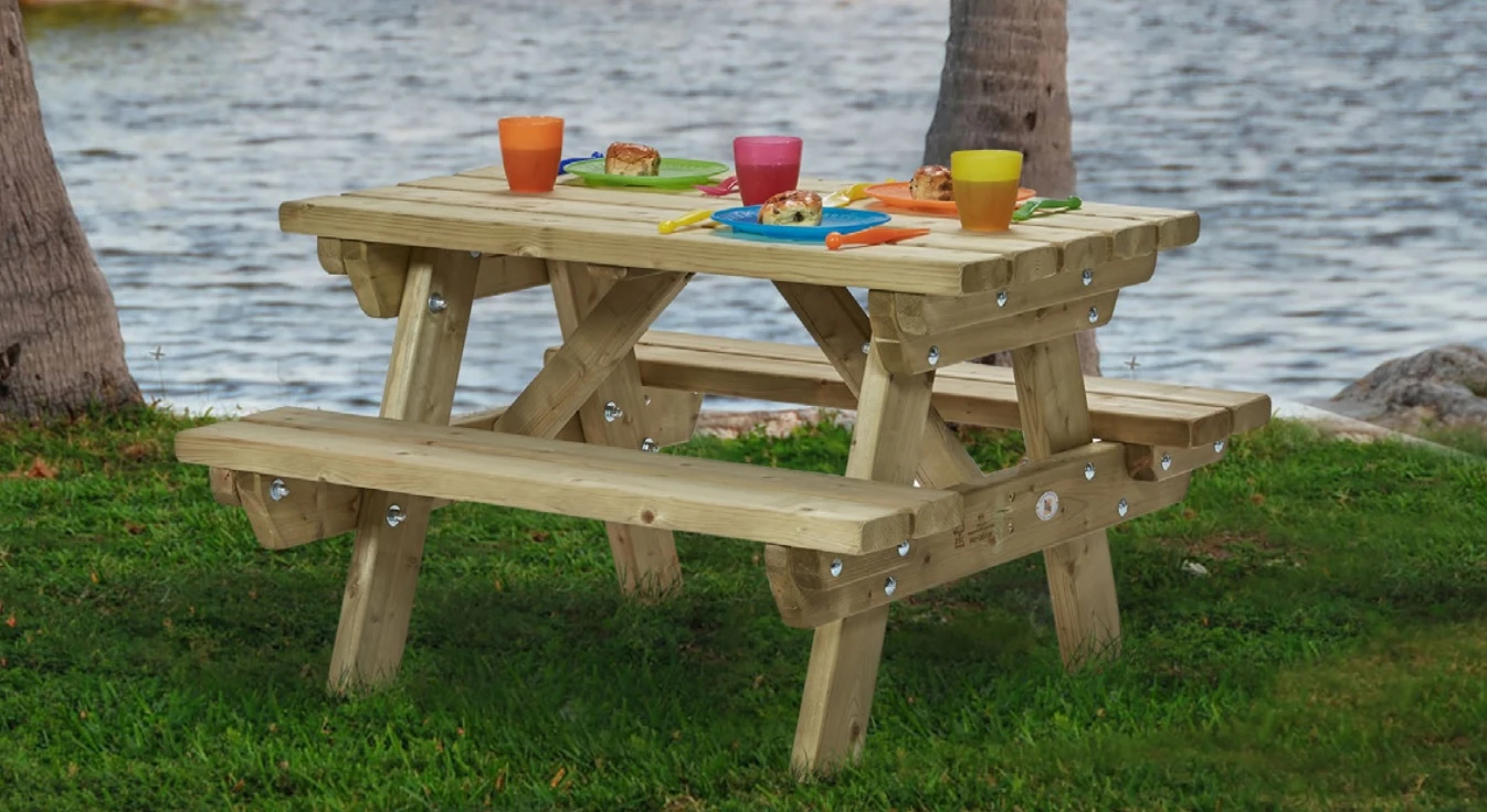 Talen Kinderpicknicktafel Roos 90 x 90 cm - Afbeelding 3