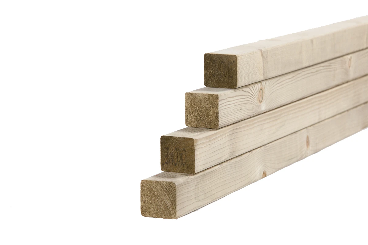 Vuren Regel 4.5 x 4.5 cm (45 x 45 mm) Geschaafd Geïmpregneerd - Lengte 180 cm - Afbeelding 2