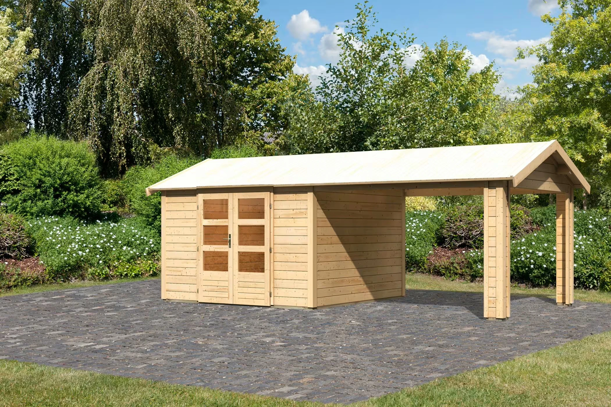 Karibu Tuinhuis Theres 7 met Overkapping 604 x 300 cm - Afbeelding 2