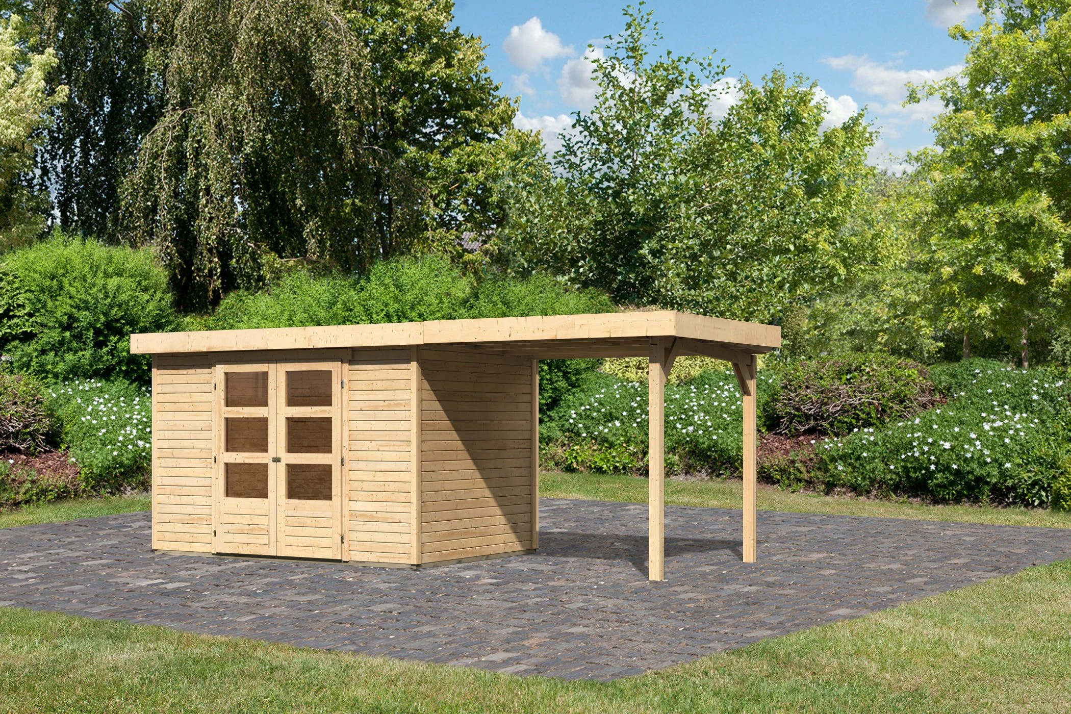 Karibu Tuinhuis Askola 4 met Overkapping 554 x 238 cm - Afbeelding 1