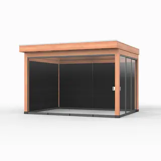 Douglas overkapping, 300 x 300, met zwarte achterwand en twee zijwanden, Westwood Comfort Green - Afbeelding 3