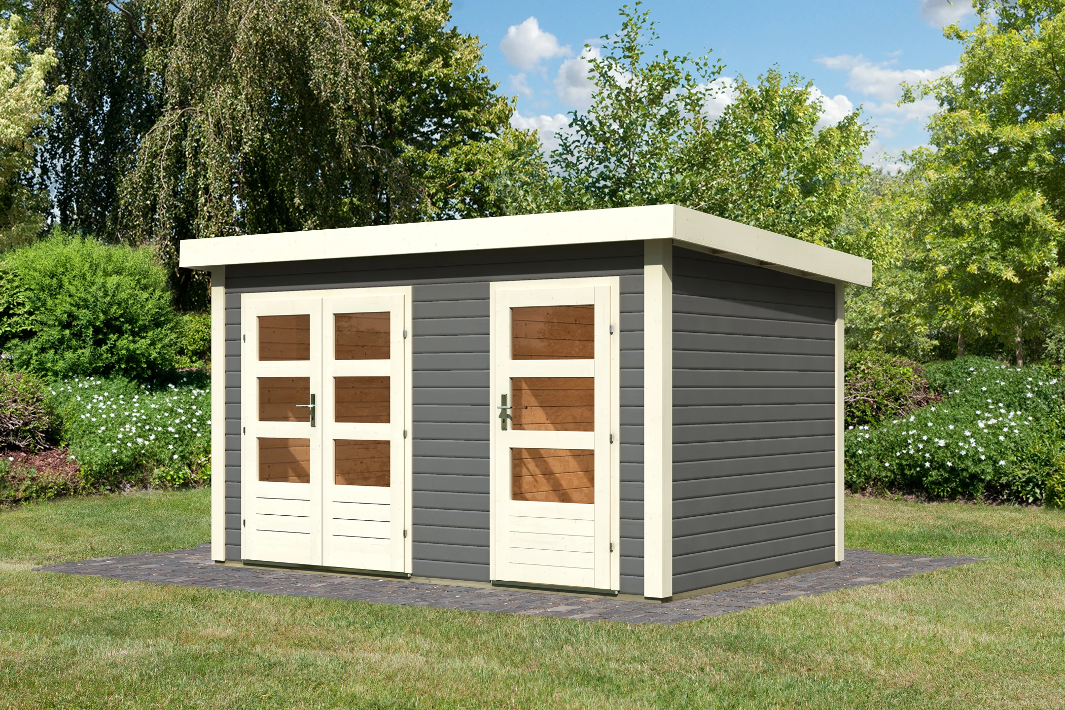 Karibu Tuinhuis Schönbuch 1 Grijs 398 x 273 cm - Afbeelding 6