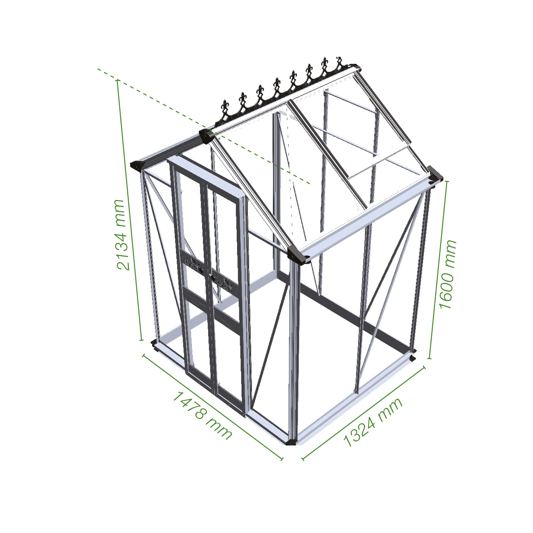Royal Well Tuinkas Birdlip 44 Zwart Veiligheidsglas - Afbeelding 2