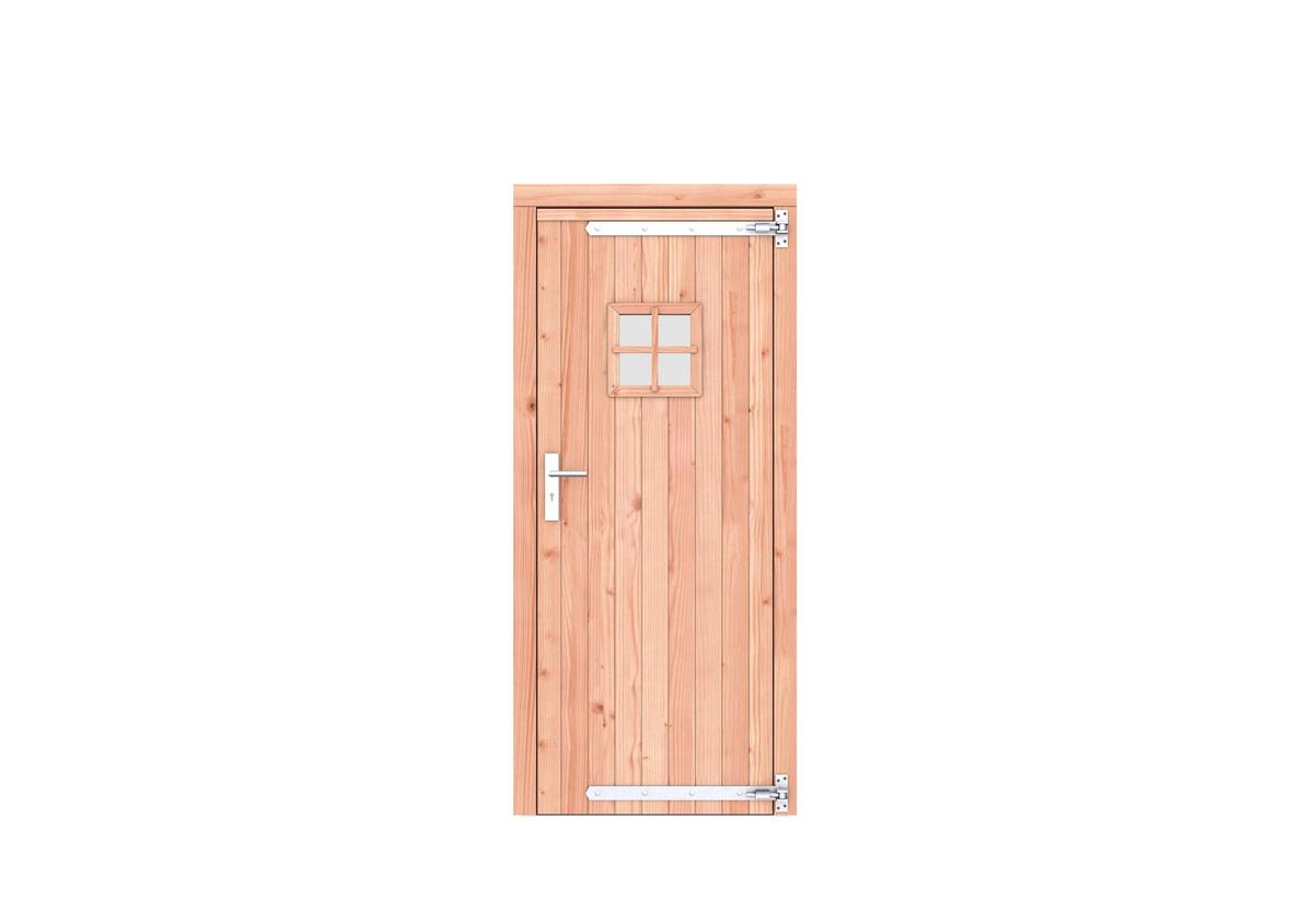 Douglas enkele deur dicht met ruitje - 90 x 201 cm - Kleurloos Geimpregneerd - Rechtsdraaiend - Afbeelding 1
