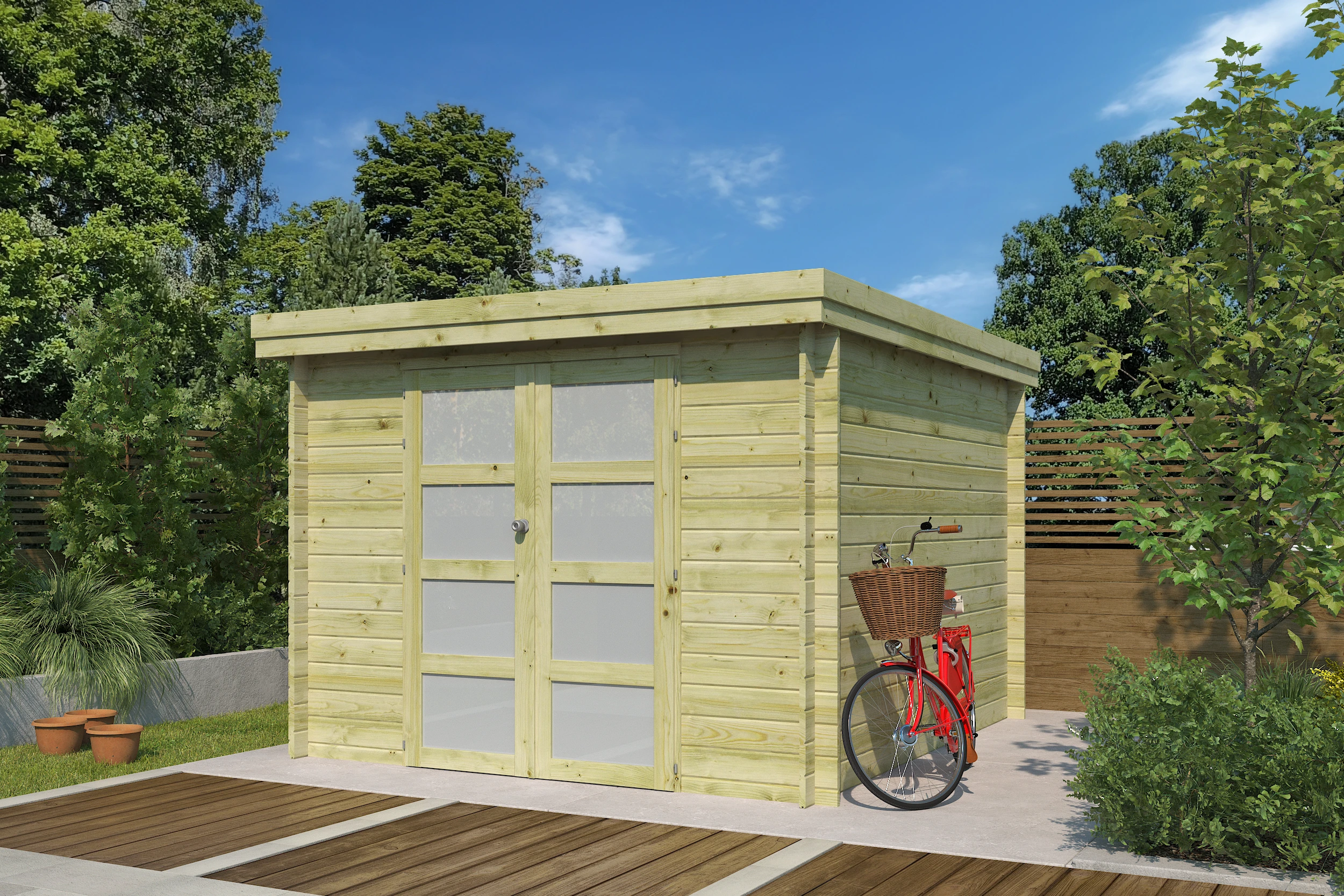 Woodlands Blokhut Oregon Groen Geïmpregneerd 295 x 325 cm - Afbeelding 1