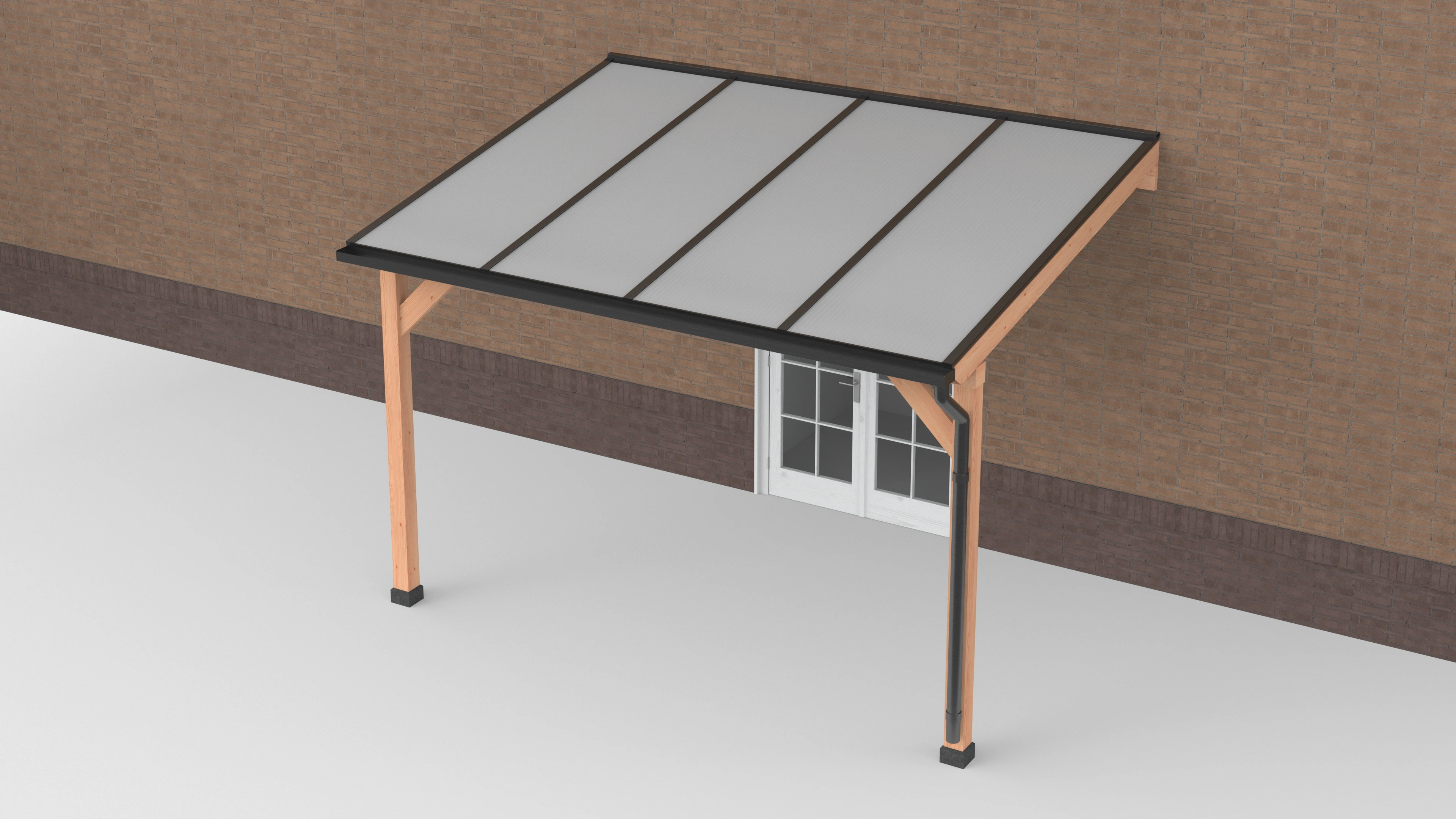 Douglas Terrasoverkapping Zwart Polycarbonaat Opaal Geschaafd 400 x 300 cm - Afbeelding 1