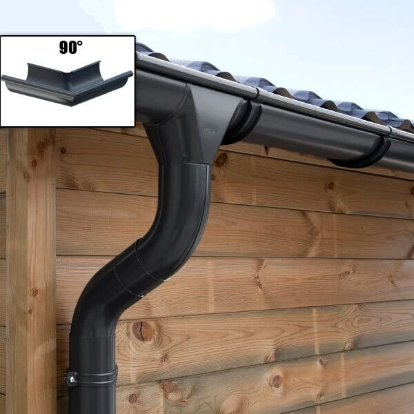 Zinken Dakgoot Vierhoekig Dak Type 110 Zwart - Lengte 1820 cm - Afbeelding 1